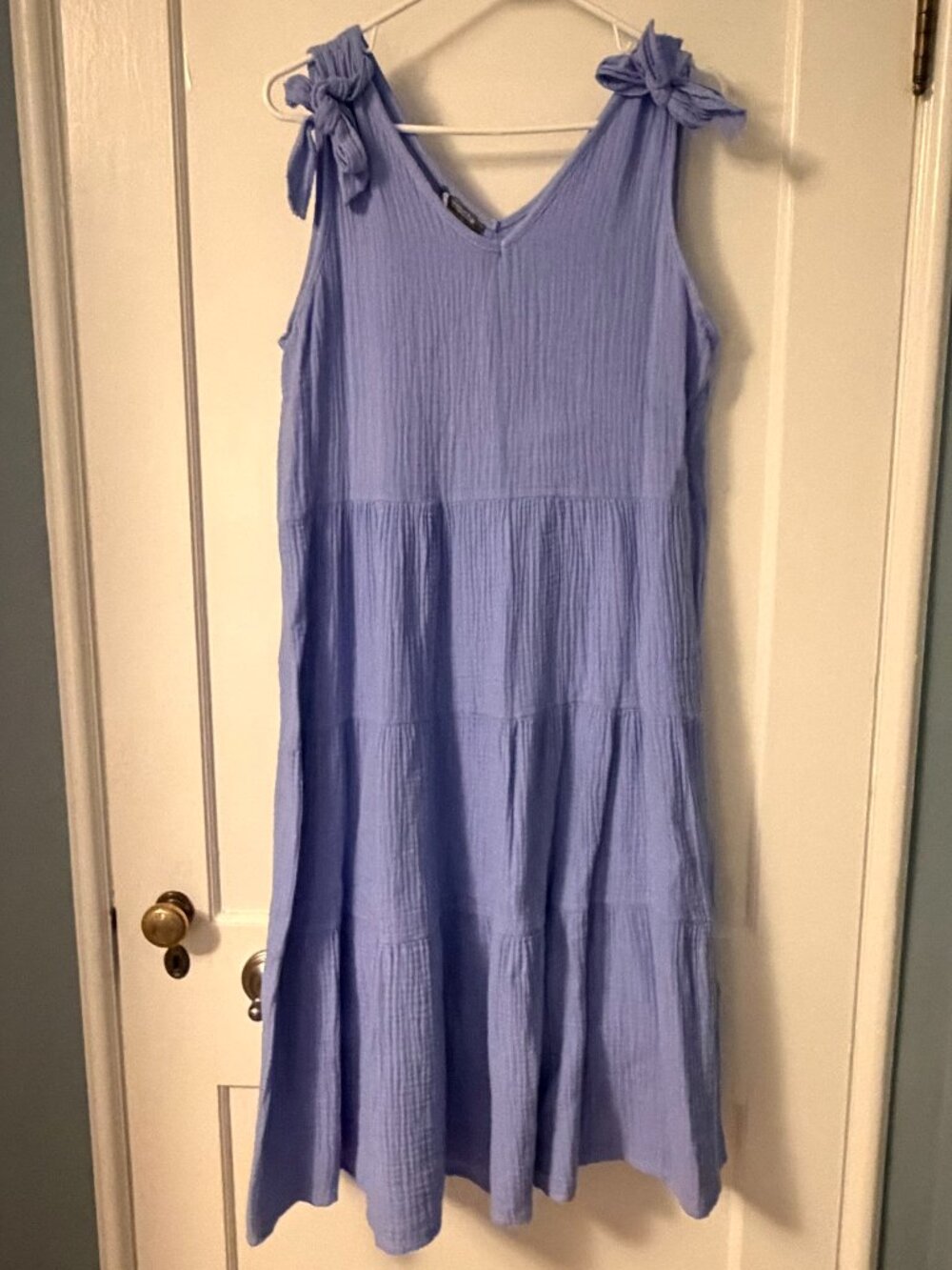 Pistache made in Italy gauzy cotton tiered midi dress NWT size medium purple